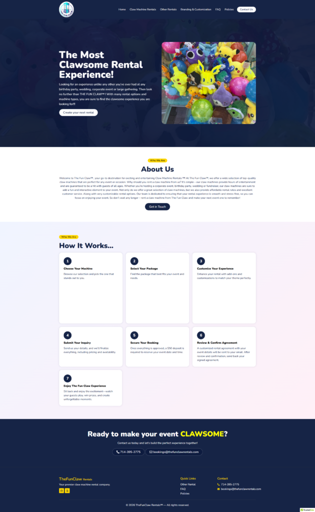 TheFunClaw Rentals — WordPress Website Redesign & Migration