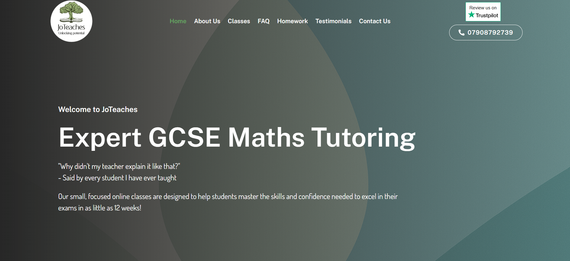 Johanna Kolb — WordPress Tutoring Website — Live Booking Site for Online GCSE Maths Classes