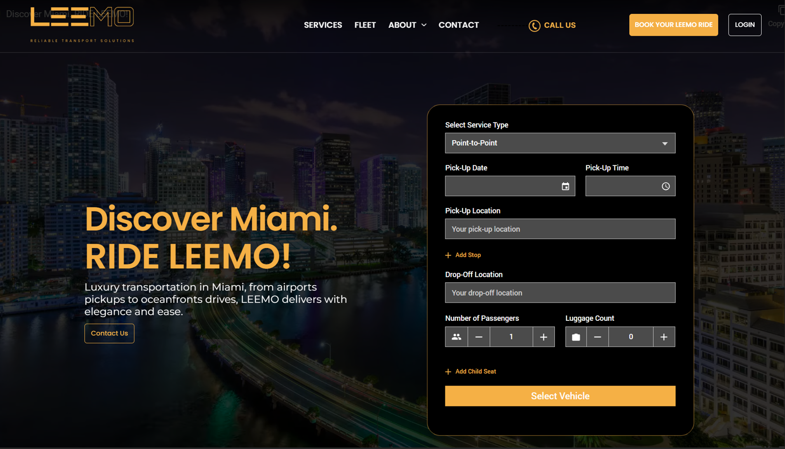 LEEMO — Limousine Website Redesign — Repeat Client & 5-Star Reviews - Home - Hero